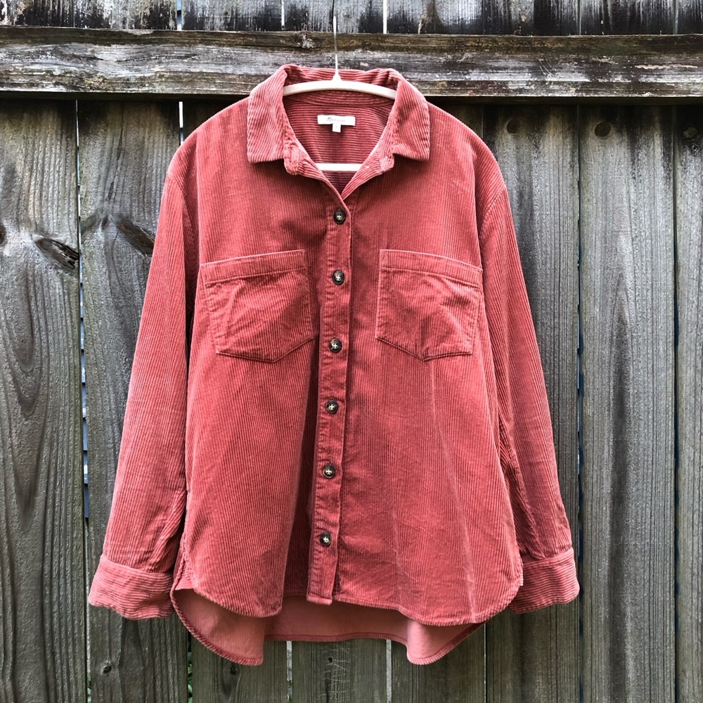 Madewell Corduroy Sunday Shirt Rose Dust Size L Button Down Shacket MA850